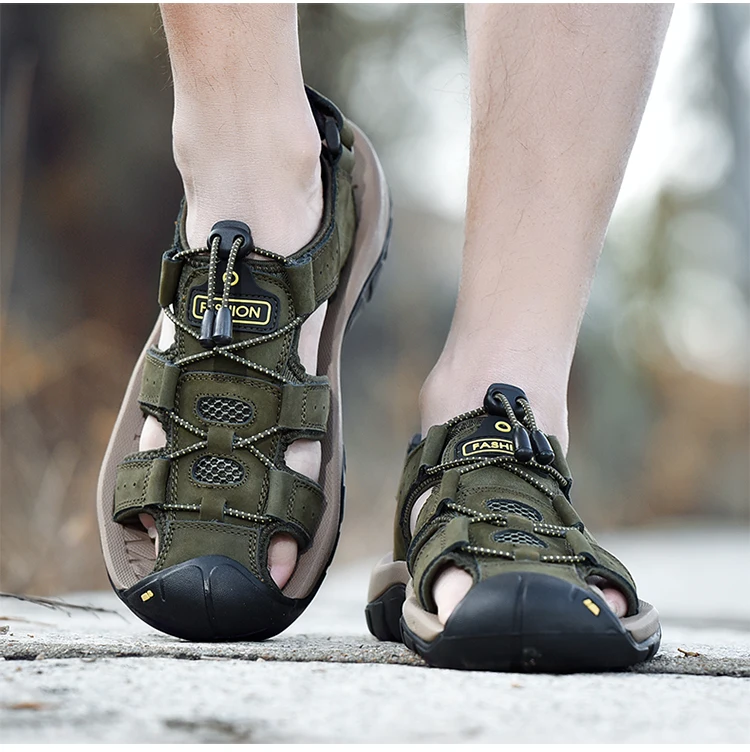 Summer Men Shoes Genuine Leather Men Sandals Outdoor Male Beach Slippers Man Sandals Plus Size 38-48