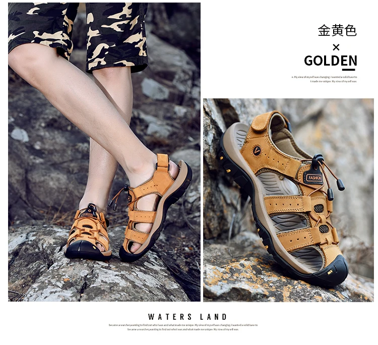 Summer Men Shoes Genuine Leather Men Sandals Outdoor Male Beach Slippers Man Sandals Plus Size 38-48