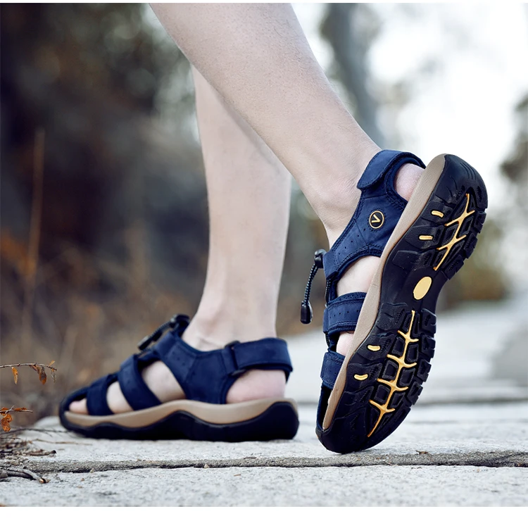 Summer Men Shoes Genuine Leather Men Sandals Outdoor Male Beach Slippers Man Sandals Plus Size 38-48