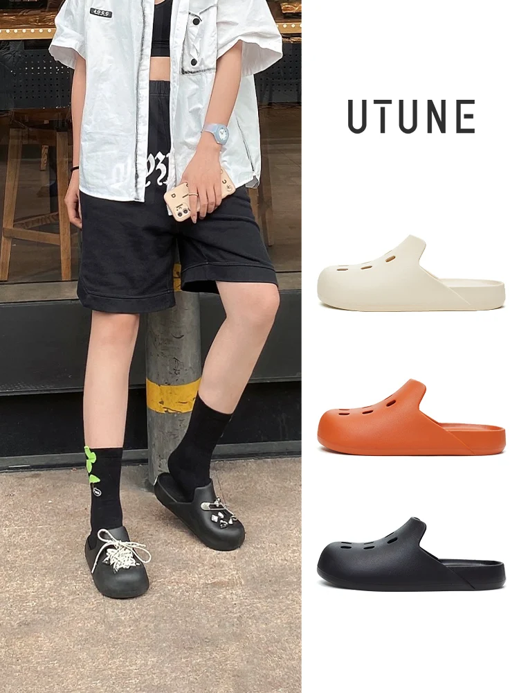 UTUNE Mules Slippers For Men shoes woman 2026 trend Outdoor Slippers Indoor Sandals Slides EVA Soft Non-slip Cozy Cloud Feeling
