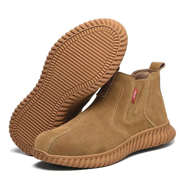 men fashion steel toe covers safety boots brand designer cow suede leather working shoes worker safe chelsea boot security botas