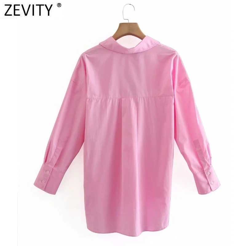 Zevity New Women Simply Candy Color Casual Slim Poplin Shirts Office Ladies Long Sleeve Blouse Roupas Chic Chemise Tops LS9405