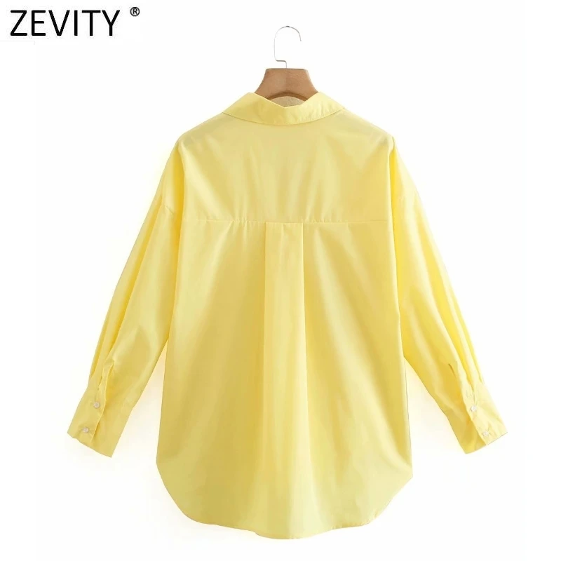 Zevity New Women Simply Candy Color Casual Slim Poplin Shirts Office Ladies Long Sleeve Blouse Roupas Chic Chemise Tops LS9405
