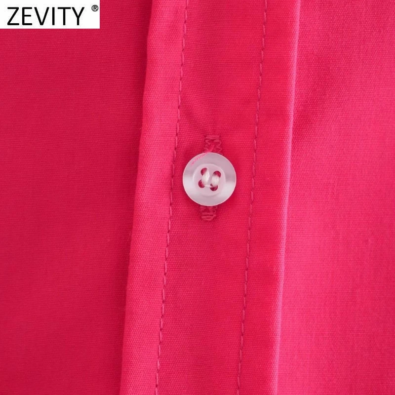 Zevity New Women Simply Candy Color Casual Slim Poplin Shirts Office Ladies Long Sleeve Blouse Roupas Chic Chemise Tops LS9405