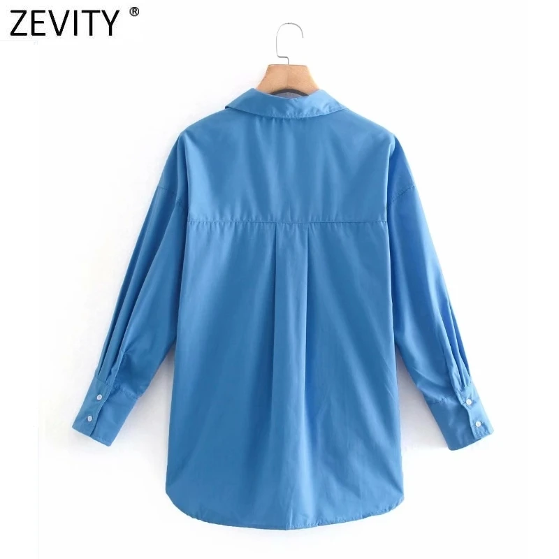 Zevity New Women Simply Candy Color Casual Slim Poplin Shirts Office Ladies Long Sleeve Blouse Roupas Chic Chemise Tops LS9405