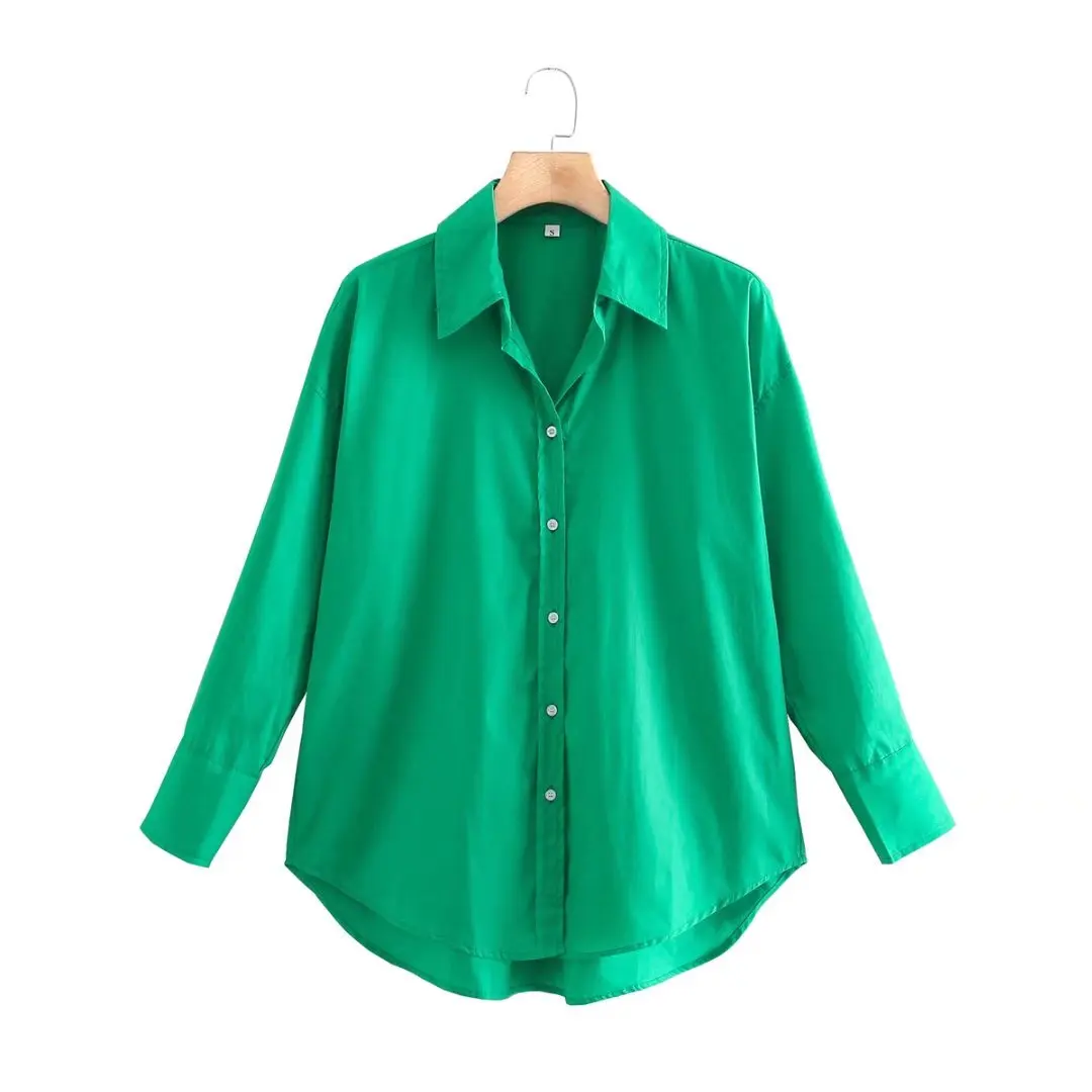 Zevity New Women Simply Candy Color Casual Slim Poplin Shirts Office Ladies Long Sleeve Blouse Roupas Chic Chemise Tops LS9405