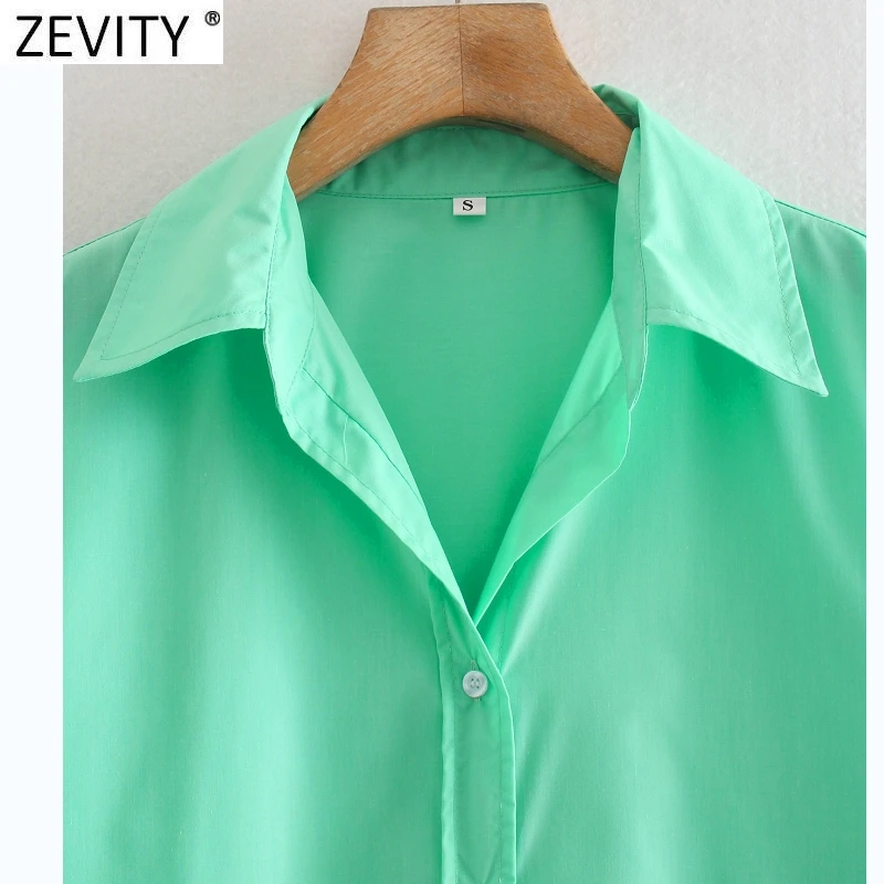 Zevity New Women Simply Candy Color Casual Slim Poplin Shirts Office Ladies Long Sleeve Blouse Roupas Chic Chemise Tops LS9405