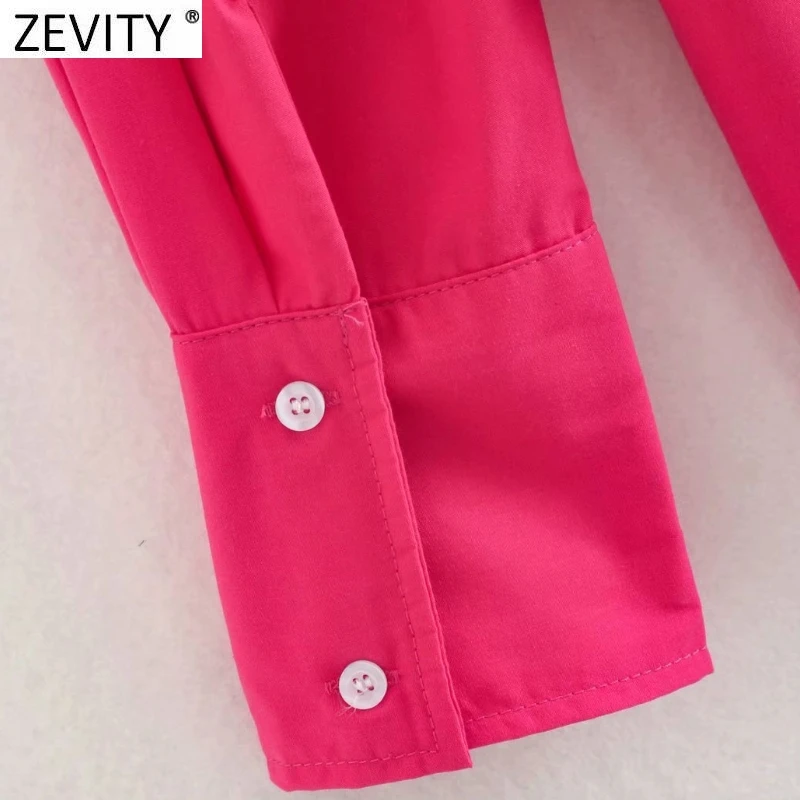 Zevity New Women Simply Candy Color Casual Slim Poplin Shirts Office Ladies Long Sleeve Blouse Roupas Chic Chemise Tops LS9405