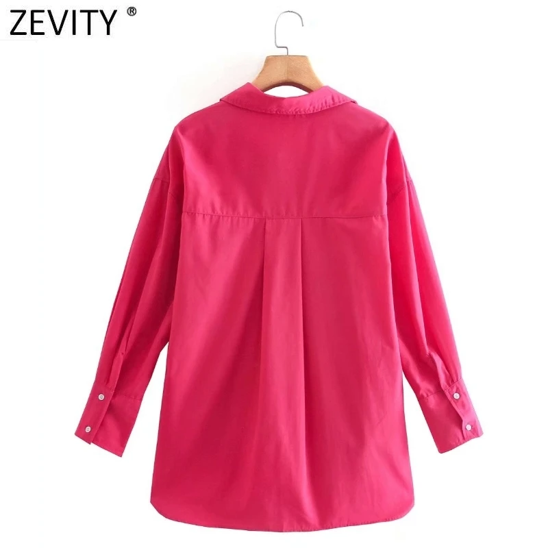 Zevity New Women Simply Candy Color Casual Slim Poplin Shirts Office Ladies Long Sleeve Blouse Roupas Chic Chemise Tops LS9405