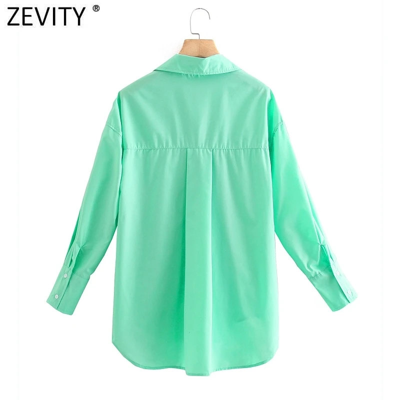 Zevity New Women Simply Candy Color Casual Slim Poplin Shirts Office Ladies Long Sleeve Blouse Roupas Chic Chemise Tops LS9405
