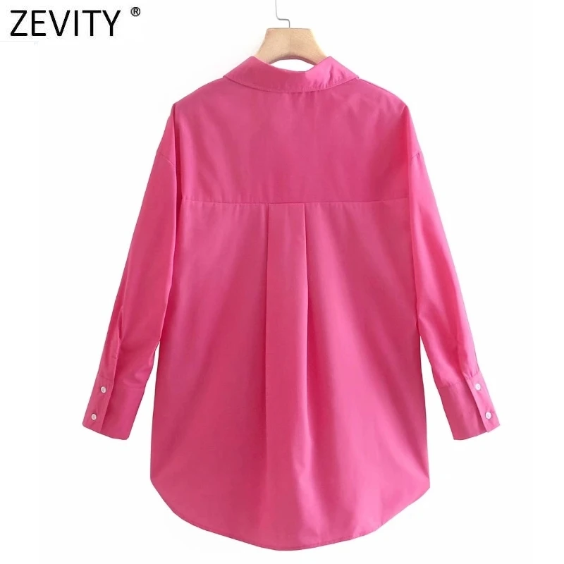 Zevity New Women Simply Candy Color Casual Slim Poplin Shirts Office Ladies Long Sleeve Blouse Roupas Chic Chemise Tops LS9405