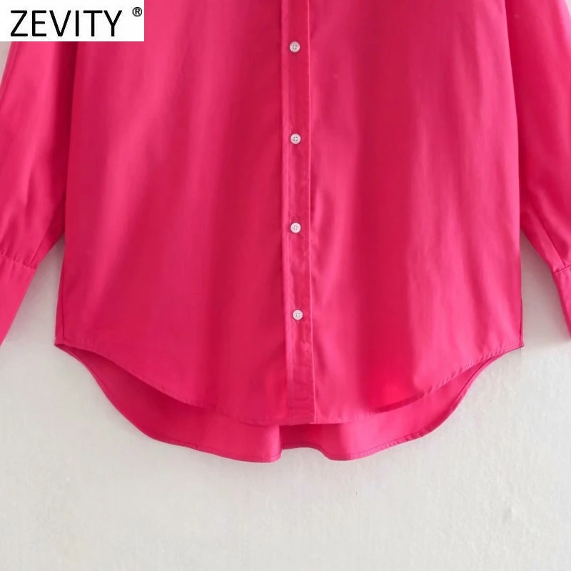Zevity New Women Simply Candy Color Casual Slim Poplin Shirts Office Ladies Long Sleeve Blouse Roupas Chic Chemise Tops LS9405