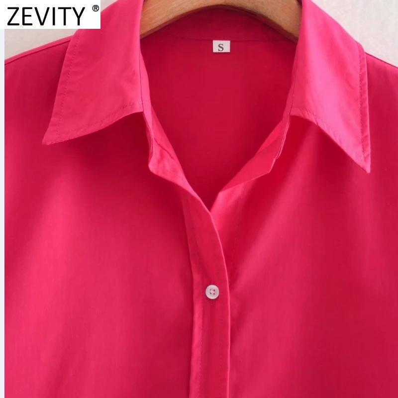 Zevity New Women Simply Candy Color Casual Slim Poplin Shirts Office Ladies Long Sleeve Blouse Roupas Chic Chemise Tops LS9405