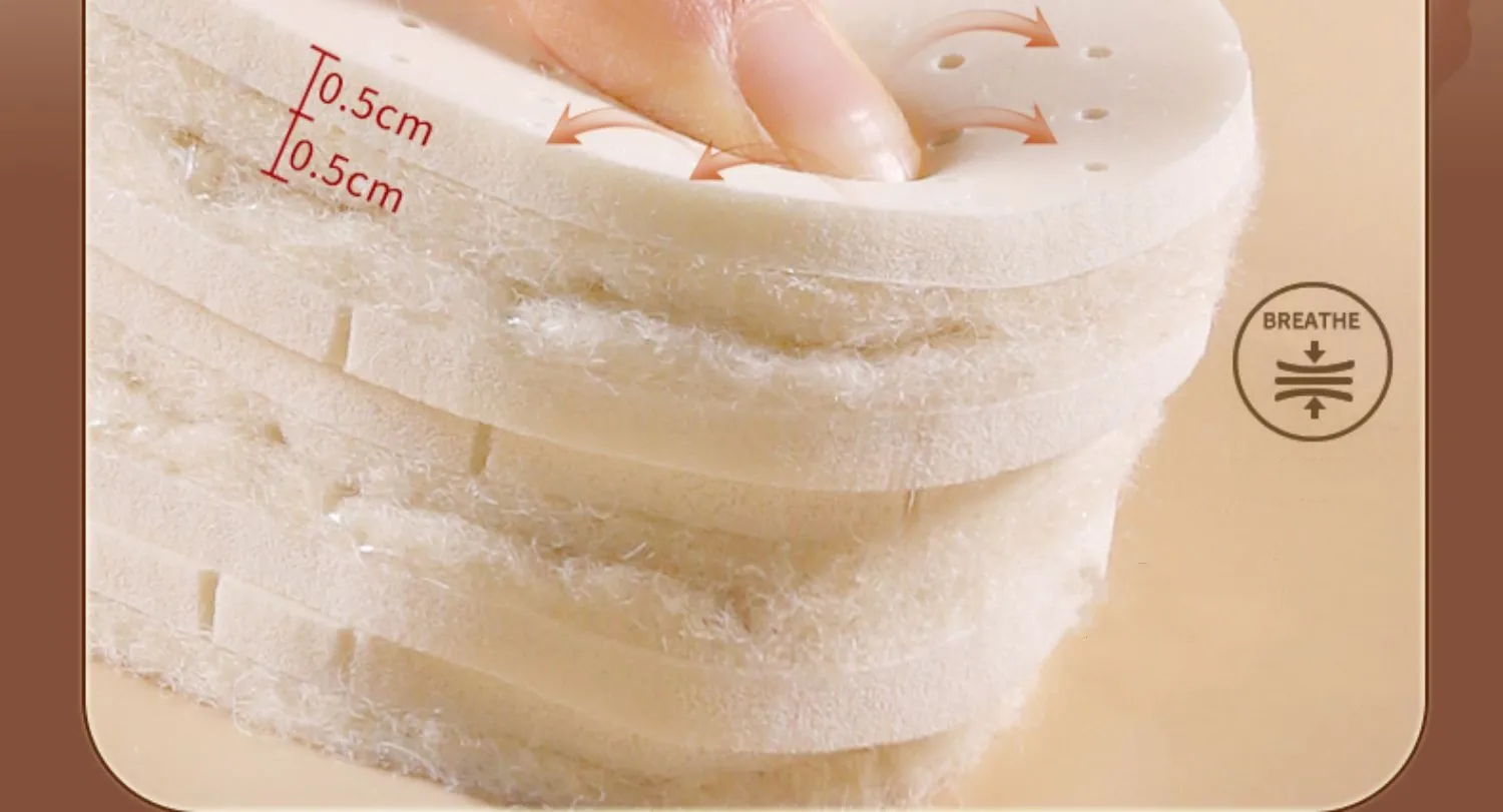 2023 New Wool Latex Insoles for Shoes Winter Warm Plush Snow Boots Shoe Sole Shoe Inserts Sports Insole for Feet Heating Pads