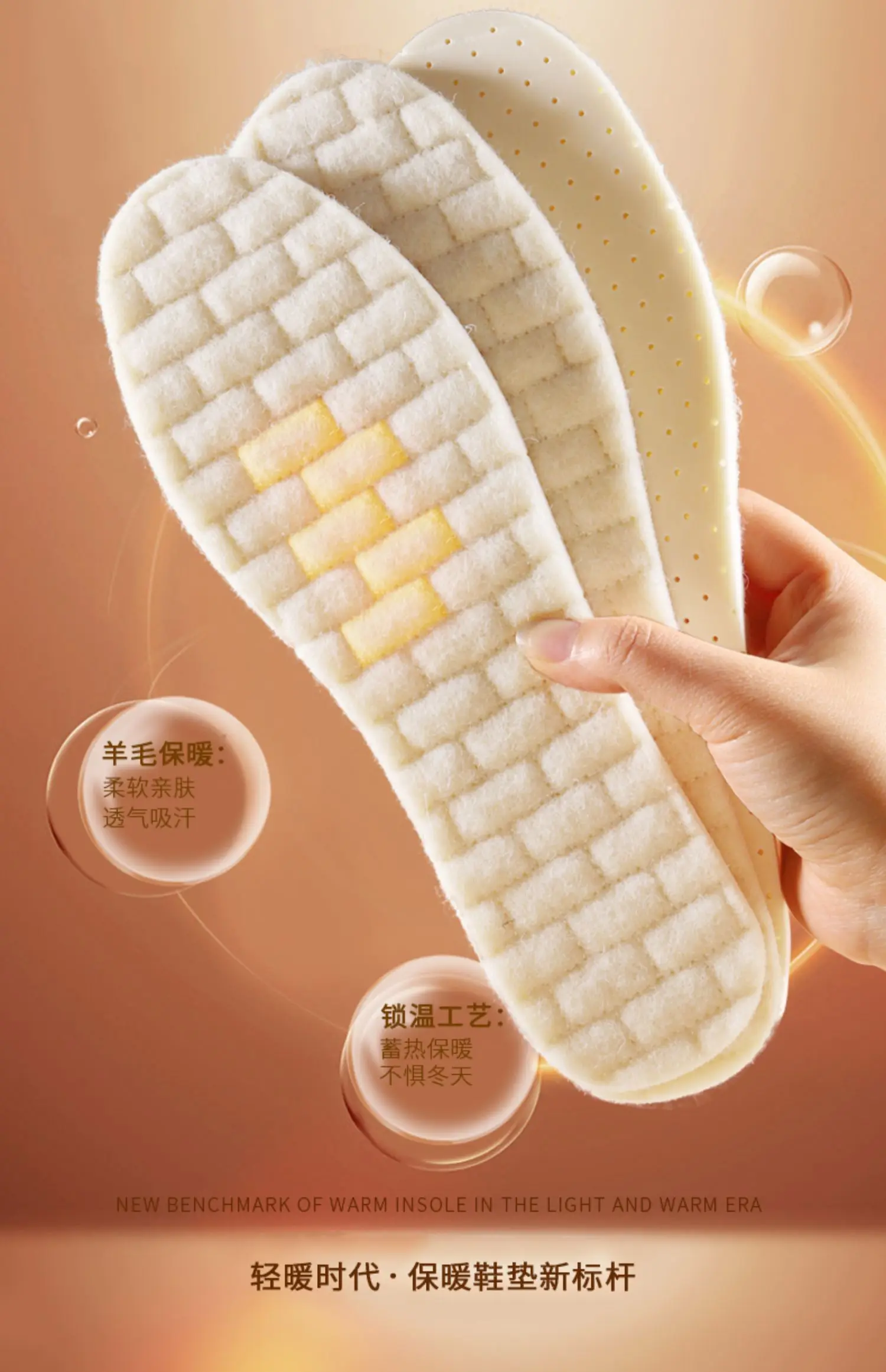 2023 New Wool Latex Insoles for Shoes Winter Warm Plush Snow Boots Shoe Sole Shoe Inserts Sports Insole for Feet Heating Pads