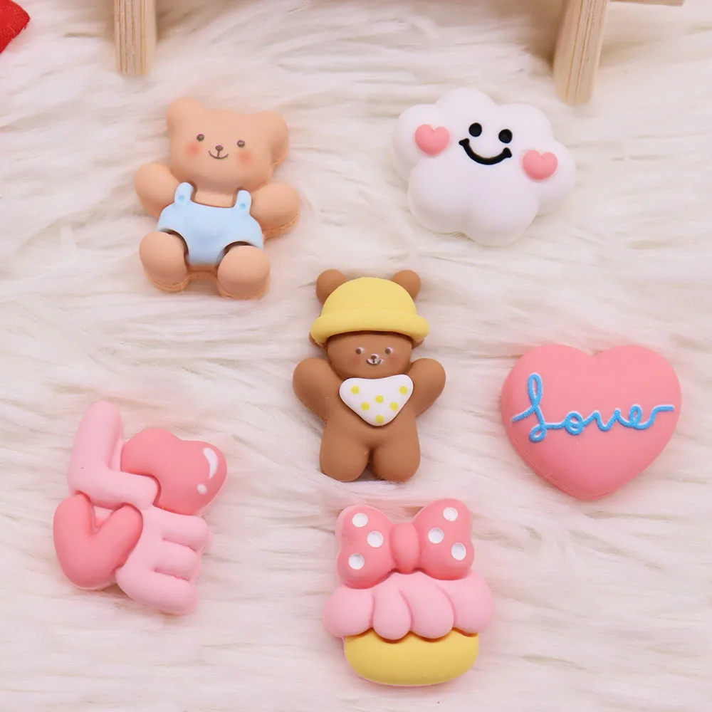 1Pcs Resin Cute Bear Cloud Shoe Charms Accessories Boys Girls Love Sandals Shoes Buckle Decoration For DIY Party Gift