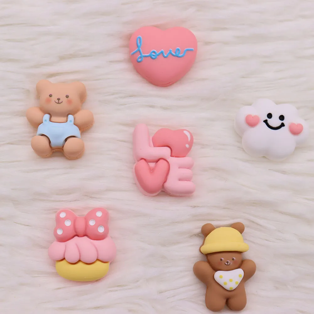1Pcs Resin Cute Bear Cloud Shoe Charms Accessories Boys Girls Love Sandals Shoes Buckle Decoration For DIY Party Gift