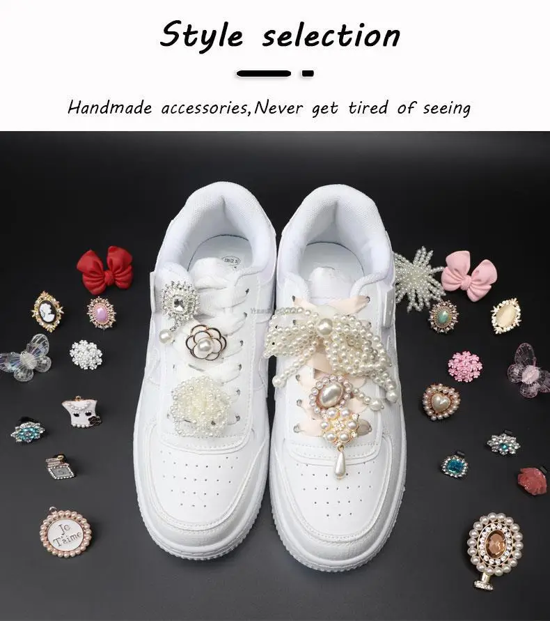 1 PCS Shoe Charms for Sneakers Shoelaces Clips Buckle Decorations Rhinestones Pearl Gem Casual Flower Fashion Shoes Accessories