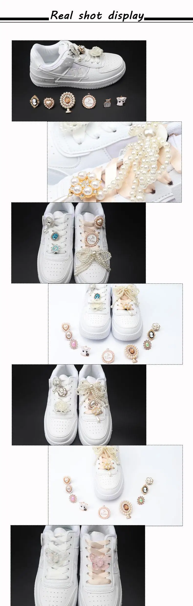 1 PCS Shoe Charms for Sneakers Shoelaces Clips Buckle Decorations Rhinestones Pearl Gem Casual Flower Fashion Shoes Accessories