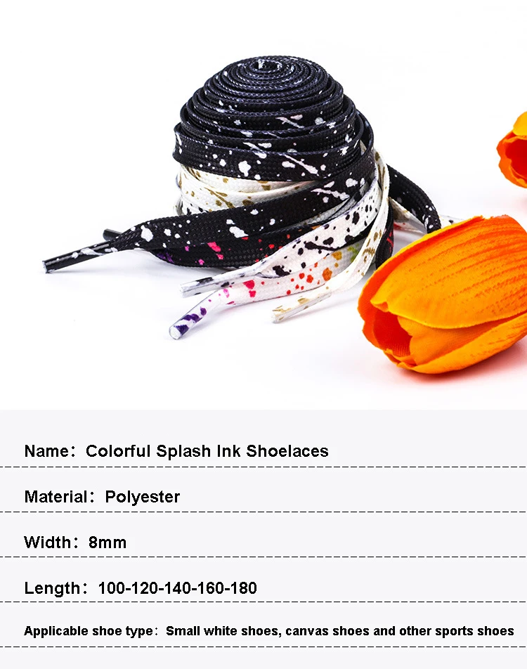 Colorful Splash Ink Shoelaces AF1 Basketball Shoe Laces Men Women Sneaker Canvas Laces For Shoes Accessories 100/120/140/160CM