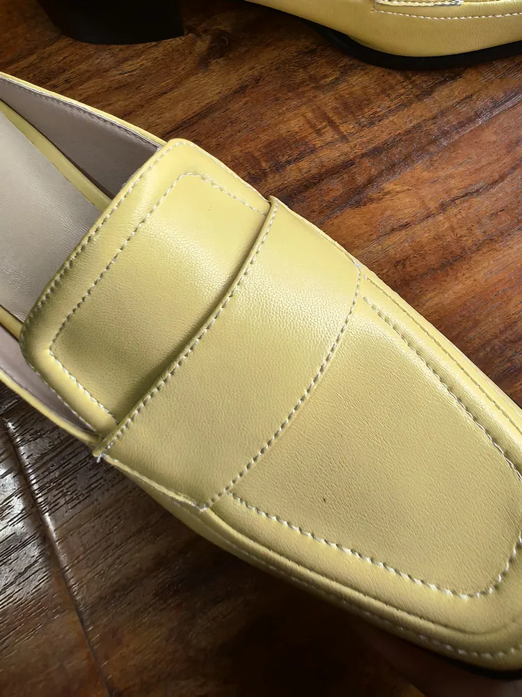 MKKHOU Fashion Sandals Women New High Quality Genuine Soft Leather Square Toe Open Heel Muller Shoes Outside Casual Slippers