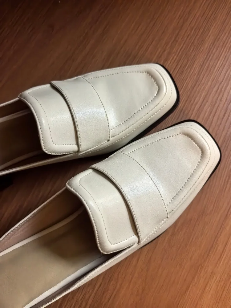 MKKHOU Fashion Sandals Women New High Quality Genuine Soft Leather Square Toe Open Heel Muller Shoes Outside Casual Slippers