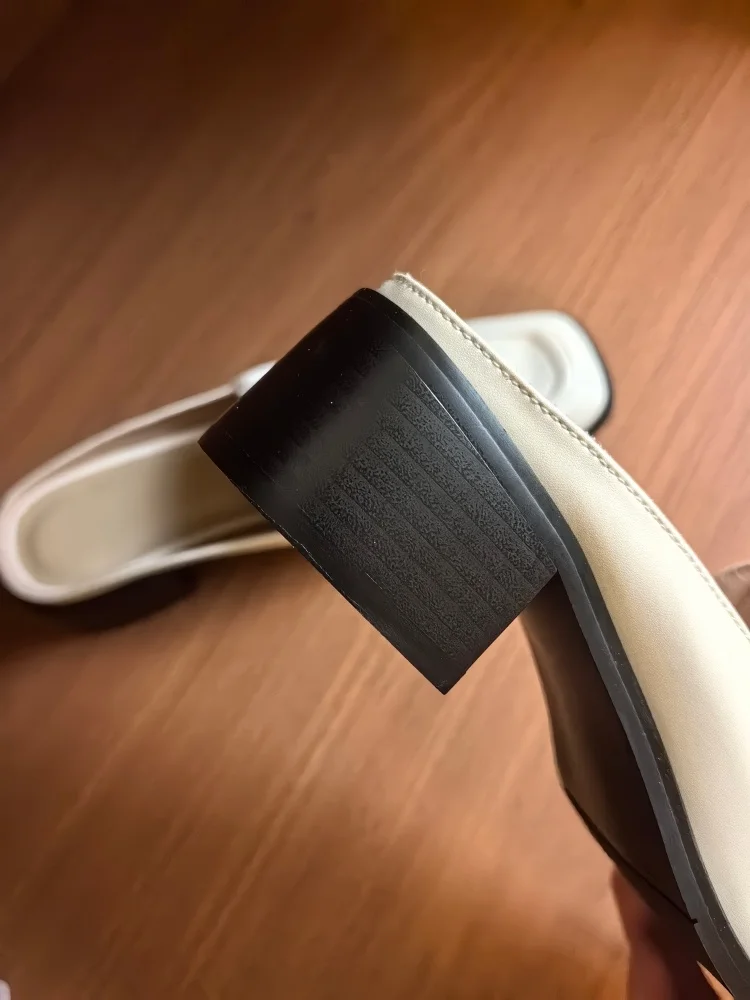 MKKHOU Fashion Sandals Women New High Quality Genuine Soft Leather Square Toe Open Heel Muller Shoes Outside Casual Slippers