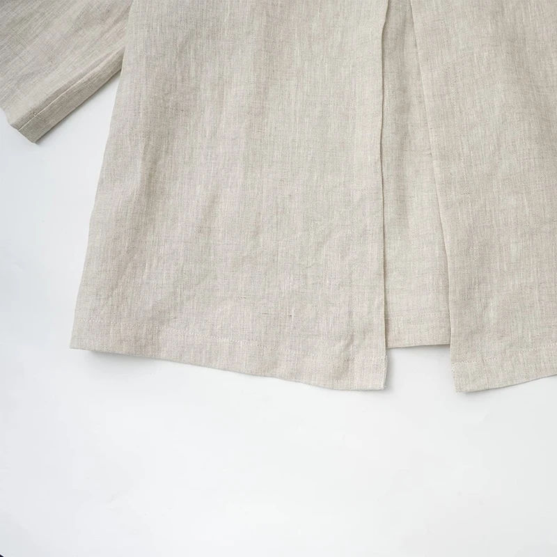 Retro 100% Linen Women Jacket Cardigan Casual Loose Half Sleeve Button Up Basic Coats Overcoat Female Veste Femme