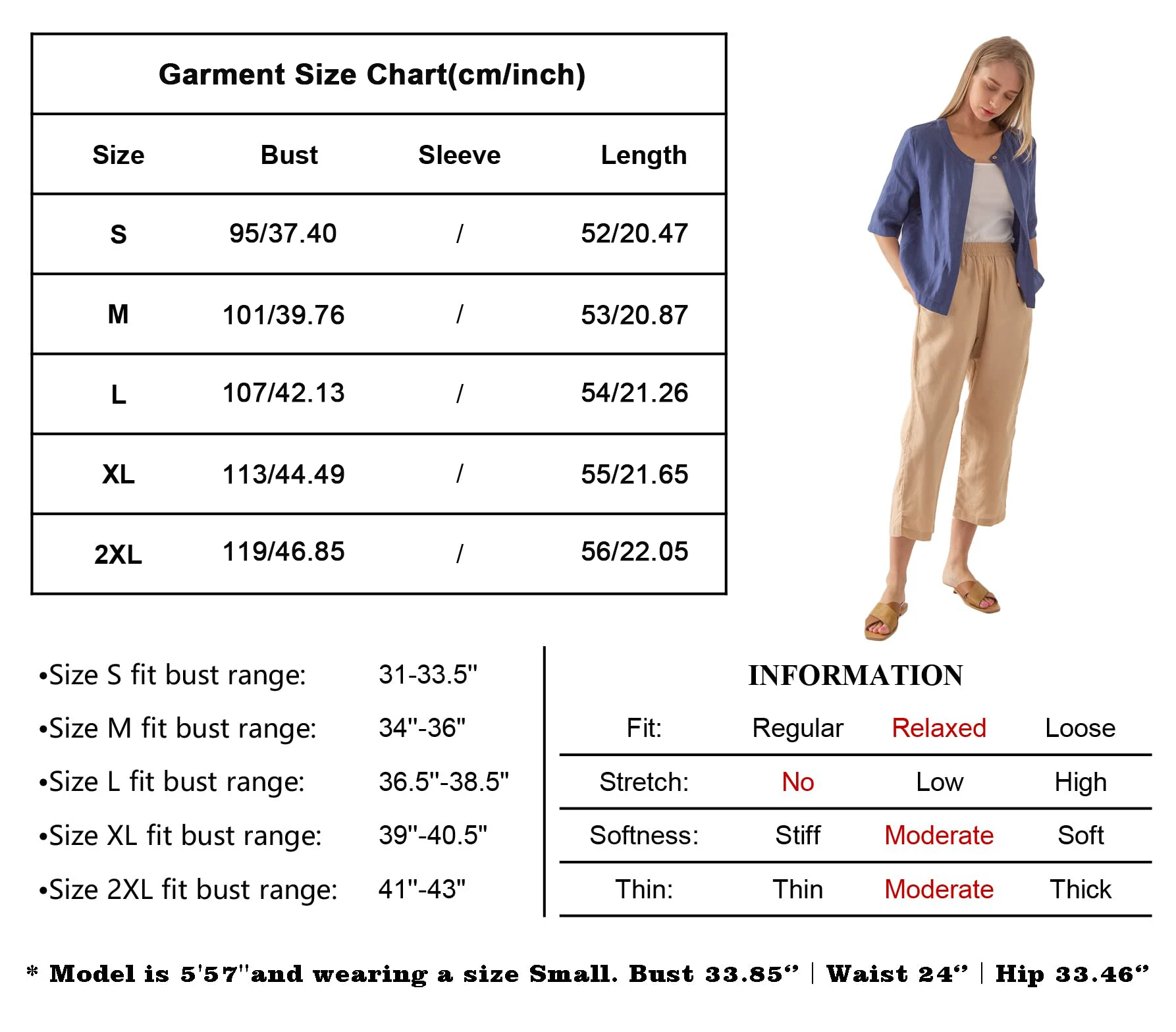 Retro 100% Linen Women Jacket Cardigan Casual Loose Half Sleeve Button Up Basic Coats Overcoat Female Veste Femme