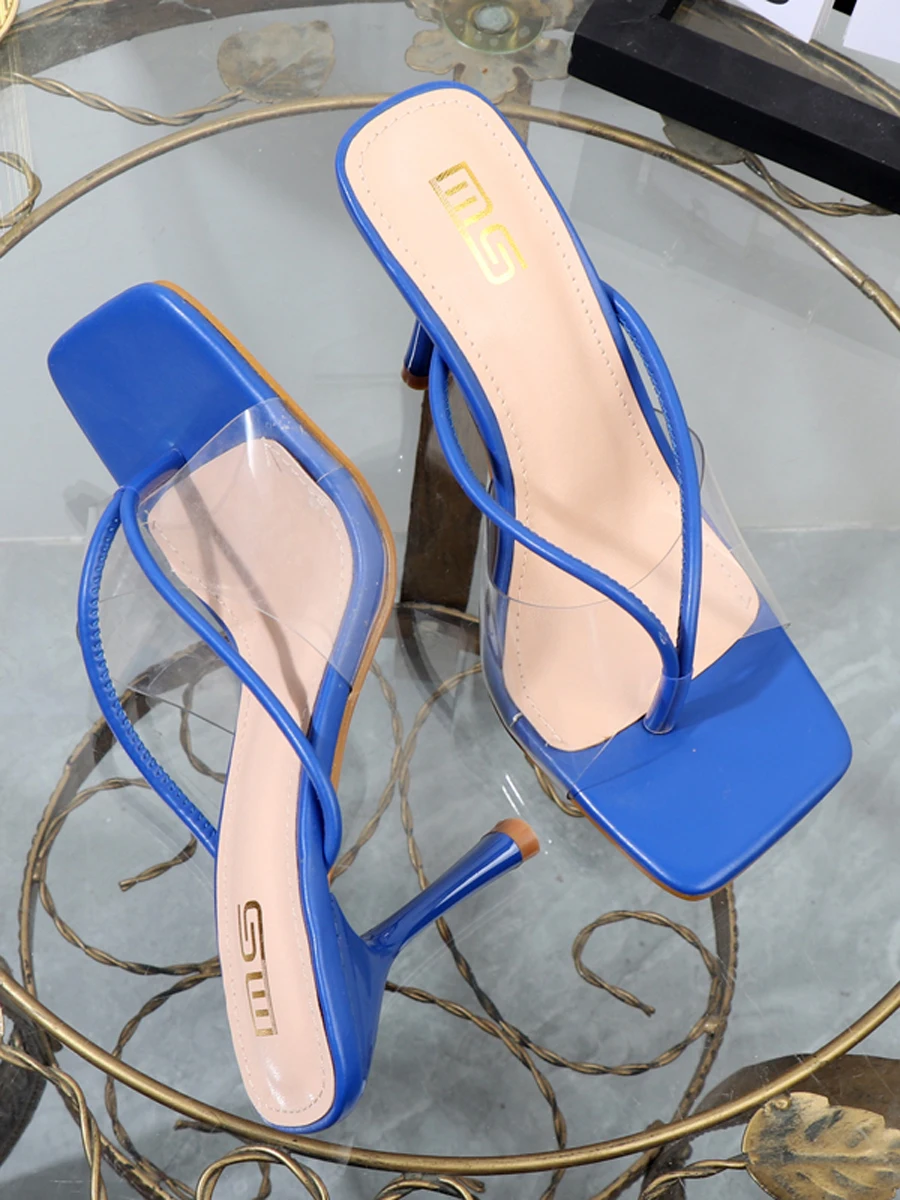 Shoes for Women 2026 Designer Luxury New Stiletto Flip Flops Clip Toe Outdoor Transparent Slippers Black Temperament Sandals 9CM
