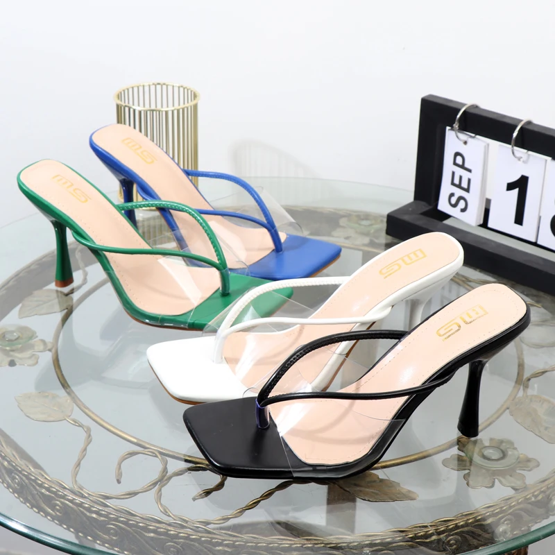 Shoes for Women 2026 Designer Luxury New Stiletto Flip Flops Clip Toe Outdoor Transparent Slippers Black Temperament Sandals 9CM