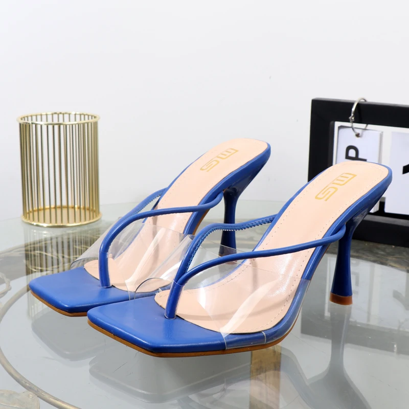 Shoes for Women 2026 Designer Luxury New Stiletto Flip Flops Clip Toe Outdoor Transparent Slippers Black Temperament Sandals 9CM