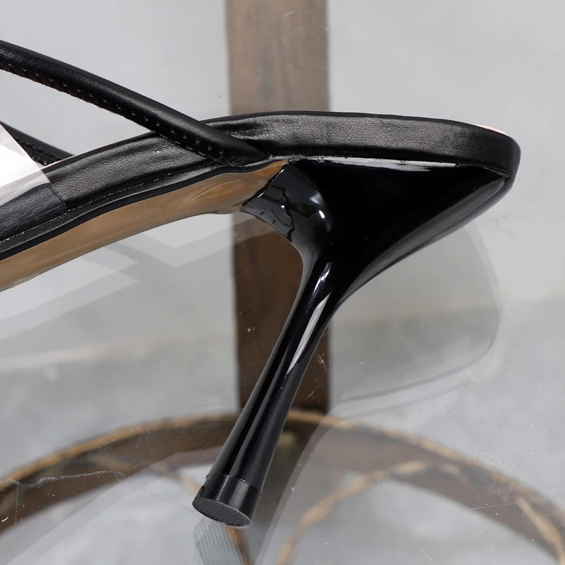 Shoes for Women 2026 Designer Luxury New Stiletto Flip Flops Clip Toe Outdoor Transparent Slippers Black Temperament Sandals 9CM