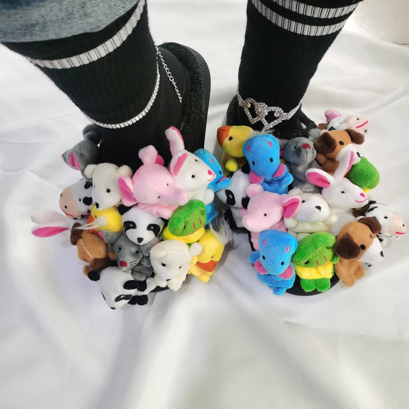 2025 Women Home Slippers Summer Cute Plush Animal Decorative Slippers Fashion Wearing Slippers Non-slip Flat Shoes Ladies Shoes