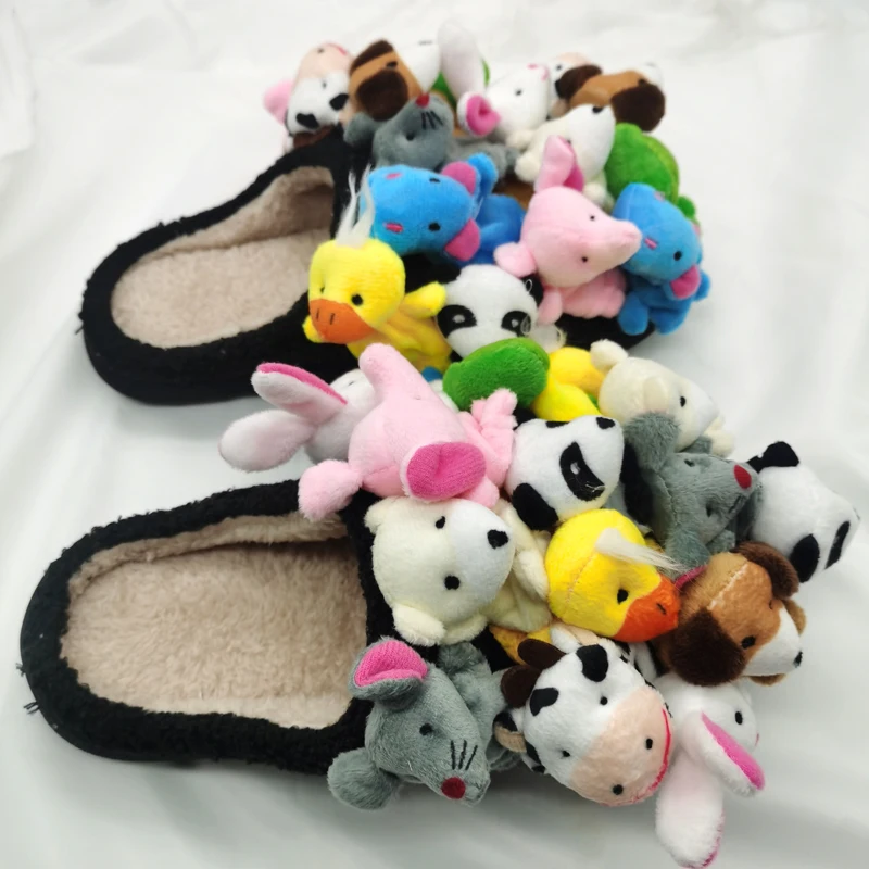 2025 Women Home Slippers Summer Cute Plush Animal Decorative Slippers Fashion Wearing Slippers Non-slip Flat Shoes Ladies Shoes