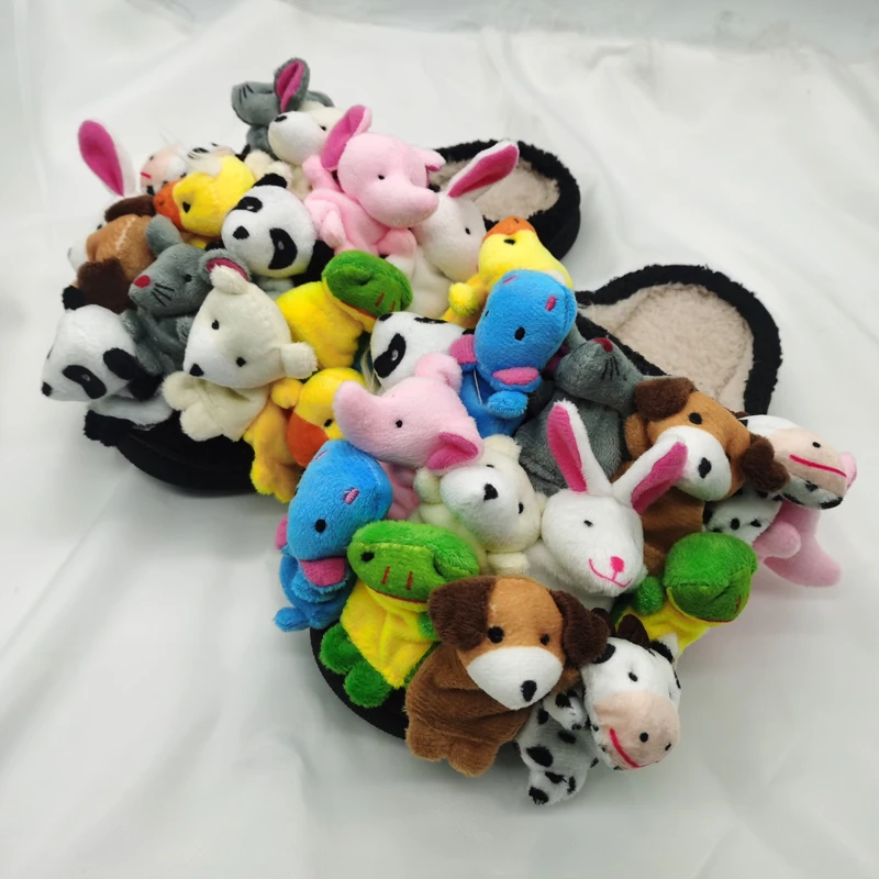 2025 Women Home Slippers Summer Cute Plush Animal Decorative Slippers Fashion Wearing Slippers Non-slip Flat Shoes Ladies Shoes