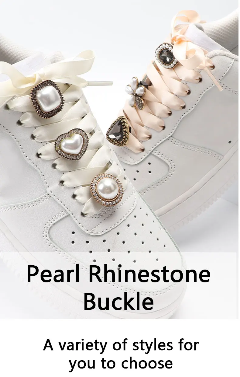 Antique Pearl Diamond Shoe Buckle Crystal Gem Shoelace Decorative Flower Rhinestones Shoelaces Decoration Shoe Charms Accessorie