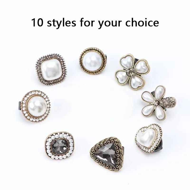 Antique Pearl Diamond Shoe Buckle Crystal Gem Shoelace Decorative Flower Rhinestones Shoelaces Decoration Shoe Charms Accessorie