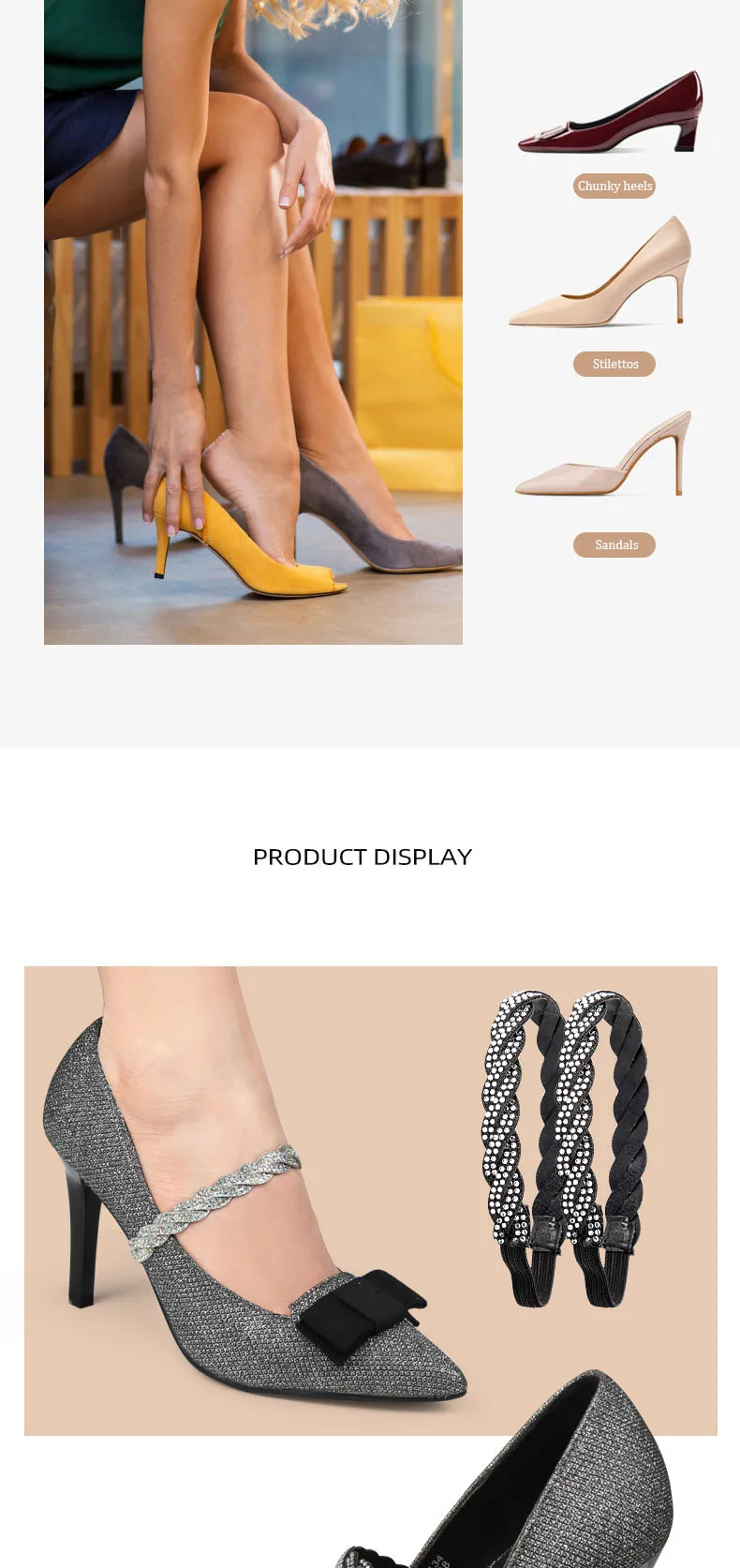 Shoe Ankle Straps High Heels Anti-Loose Shoelace Accessories Stretchy Flexible PU Leather Lady Women Elastic Belt Band for Heels