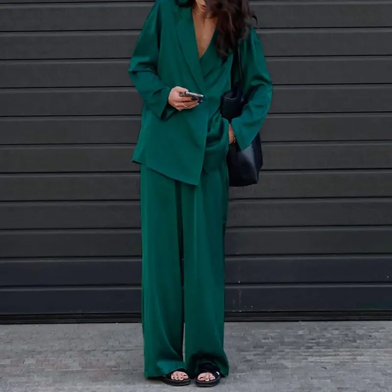 Fashion Women Loose Pants Sets 2023 ZANZEA Long Sleeve Shirts Wide Leg Pants Oversized Office Lady Outfits Tracksuit Streetwears