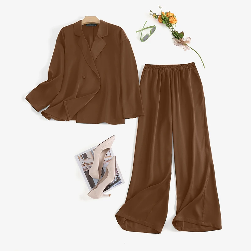 Fashion Women Loose Pants Sets 2023 ZANZEA Long Sleeve Shirts Wide Leg Pants Oversized Office Lady Outfits Tracksuit Streetwears