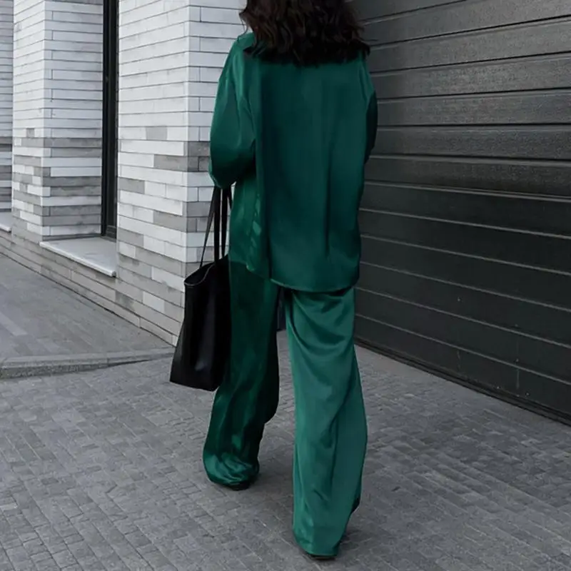 Fashion Women Loose Pants Sets 2023 ZANZEA Long Sleeve Shirts Wide Leg Pants Oversized Office Lady Outfits Tracksuit Streetwears