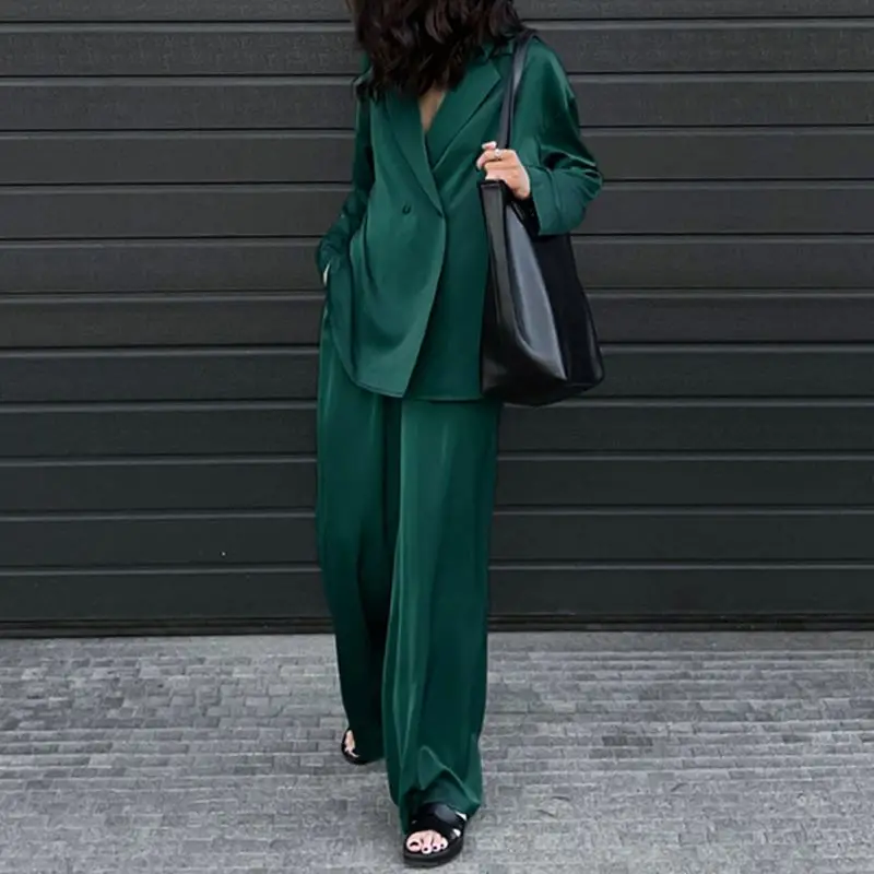 Fashion Women Loose Pants Sets 2023 ZANZEA Long Sleeve Shirts Wide Leg Pants Oversized Office Lady Outfits Tracksuit Streetwears
