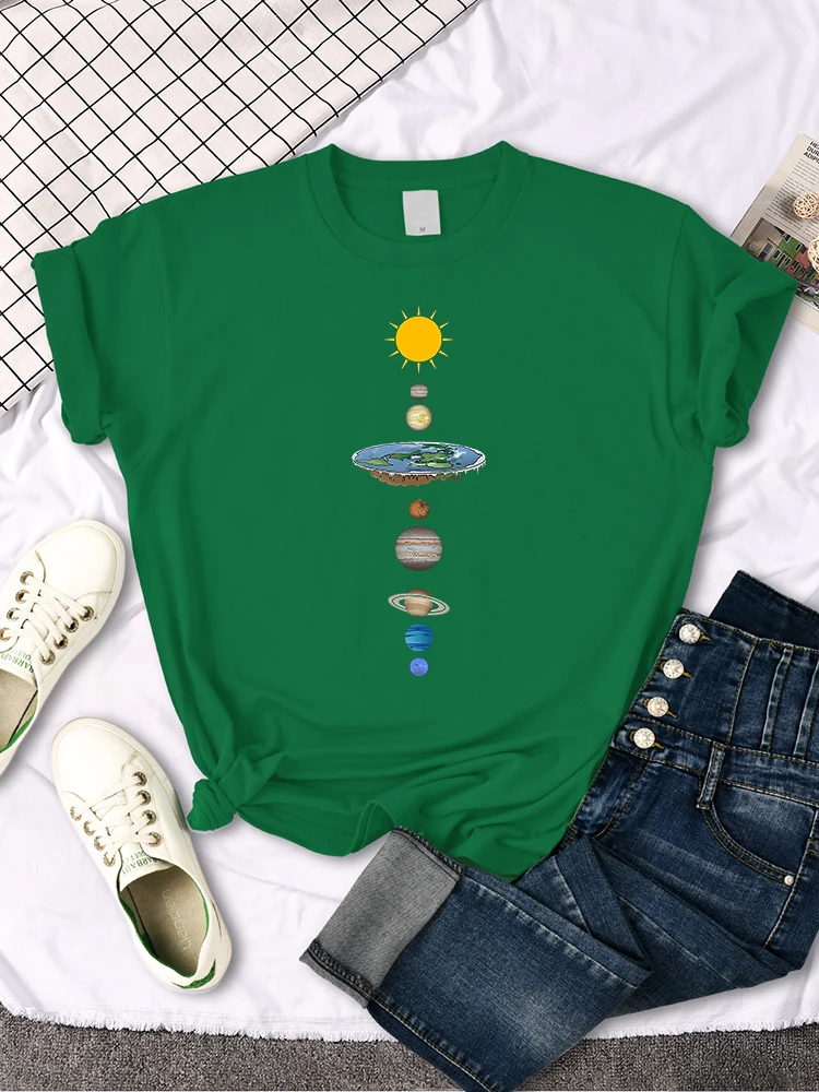 The Eight Planets Of The Solar System Print Famale T Shirt Casual New Tshirt Oversized Soft Top Fashion Style Women's Tshirt