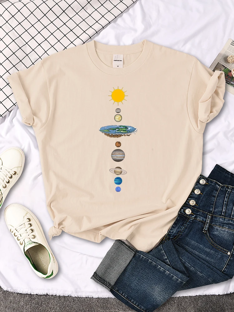 The Eight Planets Of The Solar System Print Famale T Shirt Casual New Tshirt Oversized Soft Top Fashion Style Women's Tshirt