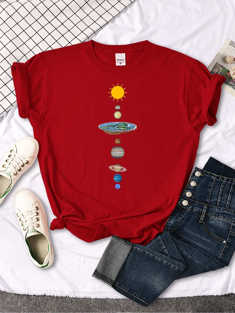 The Eight Planets Of The Solar System Print Famale T Shirt Casual New Tshirt Oversized Soft Top Fashion Style Women's Tshirt