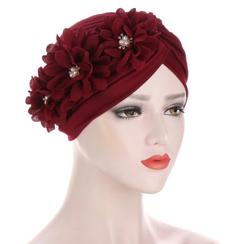 2020 cotton solid folds pearl muslim turban scarf women islamic inner hijab caps Arab wrap head femme musulman turbante mujer