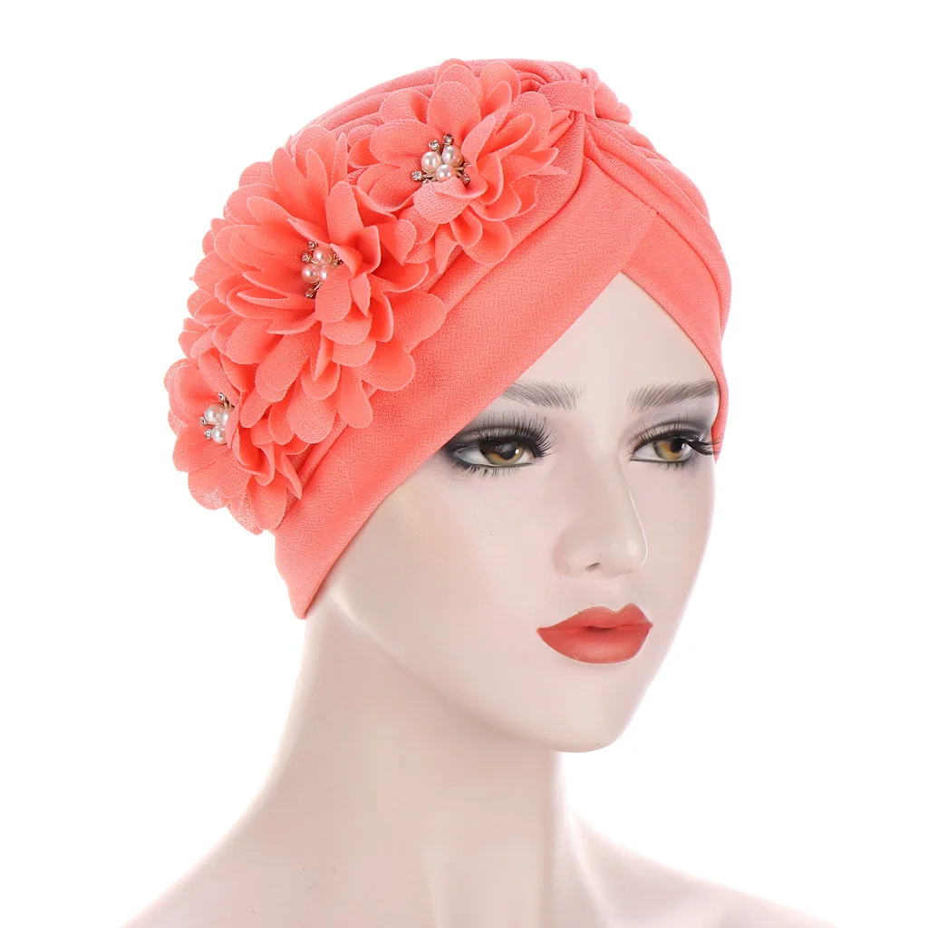 2020 cotton solid folds pearl muslim turban scarf women islamic inner hijab caps Arab wrap head femme musulman turbante mujer