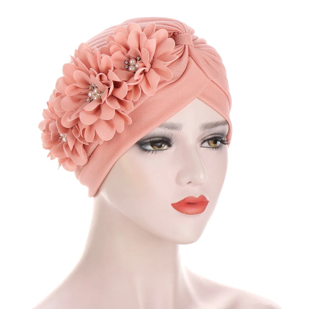 2020 cotton solid folds pearl muslim turban scarf women islamic inner hijab caps Arab wrap head femme musulman turbante mujer
