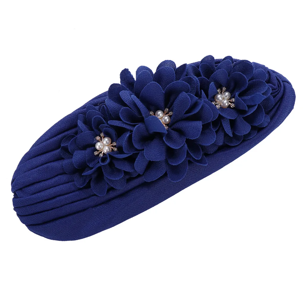 2020 cotton solid folds pearl muslim turban scarf women islamic inner hijab caps Arab wrap head femme musulman turbante mujer